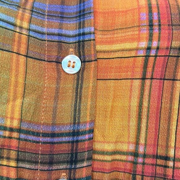 Charlie Holiday Maple Shirt Camden plaid orange blouse size 2 NWT - Picture 8 of 16